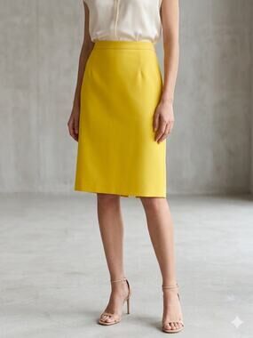Vintage Emanuel Ungaro Sola Donna Skirt Yellow Pencil Tailored High Rise Size 14